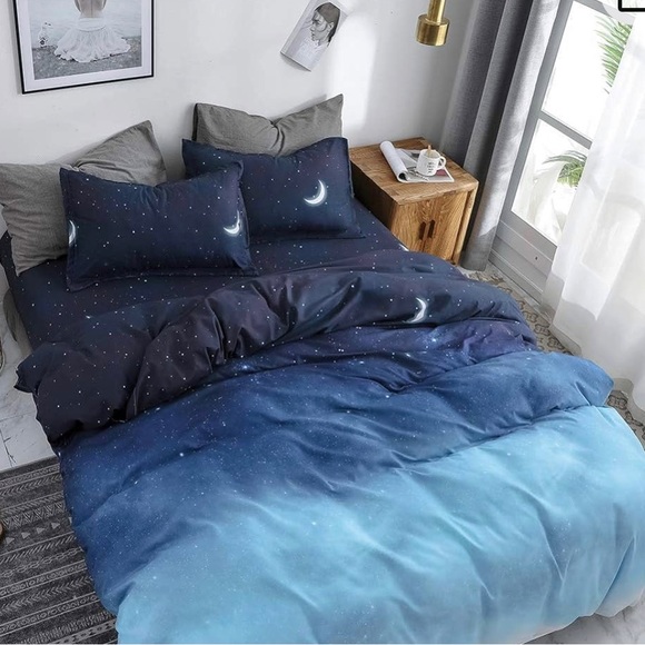 HYPREST Duvet Cover Full Queen Star Moon Galaxy Patterned - Picture 1 of 7